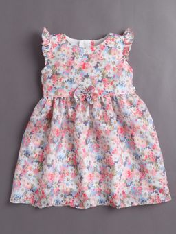 Bumzee - Girls Multi-Color Polyester Floral Printed Dress