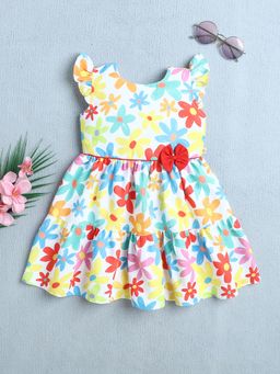 Bumzee - Girls Multi-Color Polyester Floral Printed Dress