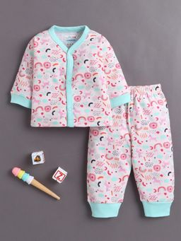 Bumzee - Girls Pink Printed Jabla and Pyjama