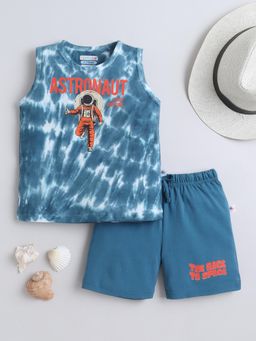 Bumzee - Boys Teal Tie-Dye Sleeveless T-shirt and Shorts