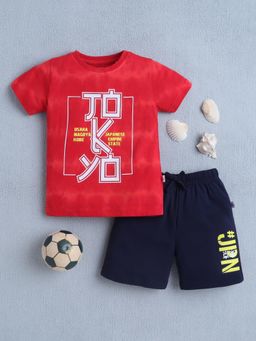Bumzee - Boys Red-Navy Blue T-shirt and Shorts