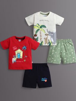 Bumzee - Boys Multi-Color Printed T-shirts and Shorts (Pack of 4)