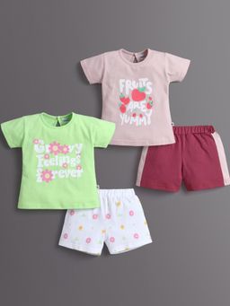 Bumzee - Boys Multi-Color Floral Printed T-shirts and Shorts (Pack of 4)
