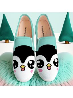 The Quirky Naari - Pengi Paws Canvas Shoes Teal