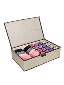 House of Quirk - 17 Compartment Innerwear Clothing Organizer Storage Box - Beige
