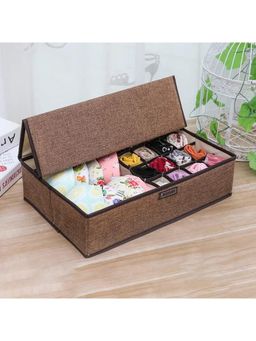 House of Quirk - 17 Compartment Innerwear Clothing Organizer Storage Box - Brown