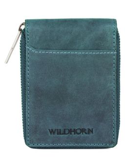 WILDHORN - Unisex Blue Leather 9 Slot Vertical Credit Debit Card Holder