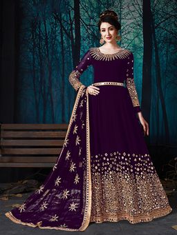 Odette - Modern Purple Semi Stitched Anarkali Suit (Set of 3)