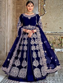Odette - Modern Blue Semi Stitched Anarkali Suit (Set of 3)