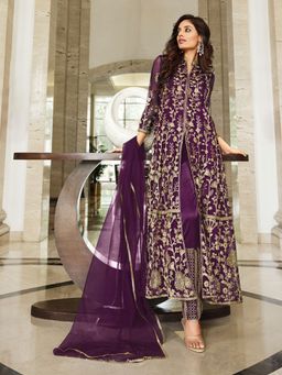 Odette - Designer Purple Semi Stitched Anarkali Suit (Set of 3)