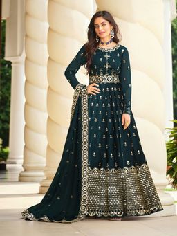 Odette - Modern Teal Semi Stitched Anarkali Suit (Set of 3)