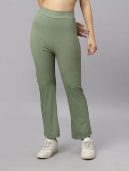 SOIE - Women Mid-Rise Ankle-Length Fit And Flare Pants With Back Pockets Green