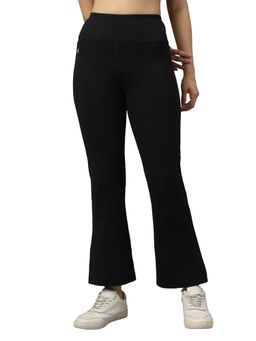 SOIE - Womens High-Rise Fit & Flared Pants With 4-Way Stretch & Compression Waistband Black
