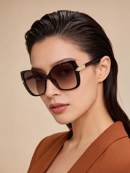 Guess - Women Full UV Protected Gradient Brown Lens Butterfly Sunglasses (56)