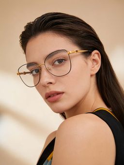 Guess - Eyewear For Women With Shiny Light Gold-Blue Alloy Metal Frame - (54)