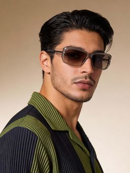 Guess - Men UV Protected Full Rim Brown Lens Rectangle Sunglasses (60)