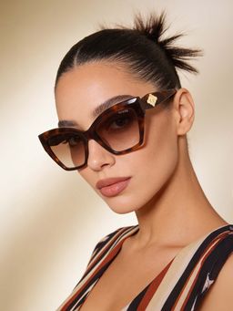 Guess - Women UV Protected Full Rim Brown Lens Butterfly Sunglasses (54)