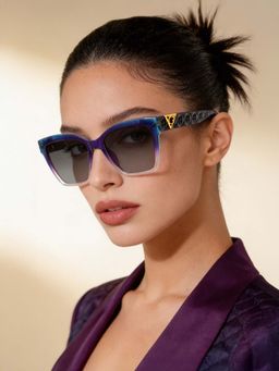 Guess - Women UV Protected Full Rim Grey Lens Square Sunglasses (54)