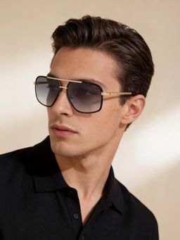 Guess - Men UV Protected Full Rim Grey Lens Irregular Sunglasses (60)