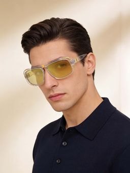 Guess - Men UV Protected Full Rim Yellow Lens Rectangle Sunglasses (62)