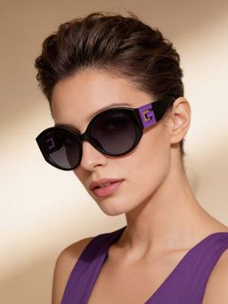 Guess - Women UV Protected Full Rim Purple Lens Oval Sunglasses (56)