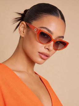 Guess - Women UV Protected Full Rim Brown Lens Cat Eye Sunglasses (52)