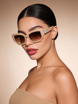 Guess - Women UV Protected Full Rim Brown Lens Rectangle Sunglasses (52)