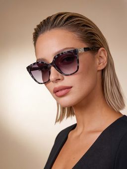 Guess - Women UV Protected Full Rim Grey Lens Square Sunglasses (55)