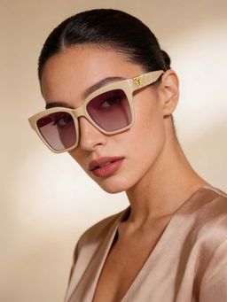 Guess - Women UV Protected Full Rim Brown Lens Square Sunglasses (54)