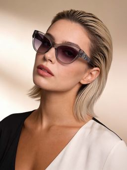 Guess - Women UV Protected Full Rim Grey Lens Cat Eye Sunglasses (56)