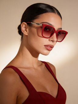 Guess - Women UV Protected Full Rim Brown Lens Square Sunglasses (53)