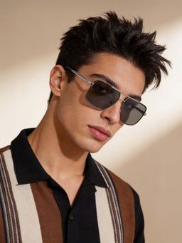 Guess - Men UV Protected Full Rim Grey Lens Irregular Sunglasses (60)