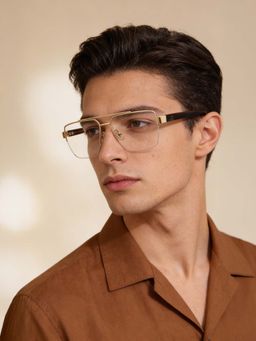 Guess - Eyewear for Men with Shiny Light Gold Alloy Metal Frame (56)