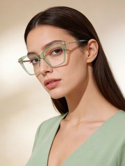 Guess - Eyewear for Women with Shiny Crystal Light Green Gold Acetate Frame (53)