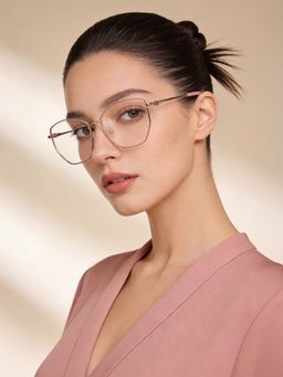 Guess - Eyewear for Women with Shiny Light Gold-Pink Alloy Metal Frame (53)