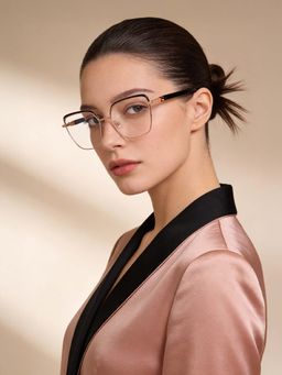 Guess - Eyewear for Women with Shiny Light Gold-Black Stainless Steel Frame (56)