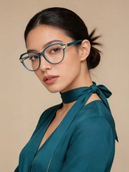 Guess - Eyewear for Women with Shiny Crystal Blue-Silver Acetate Frame (55)