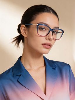 Guess - Eyewear for Women with Shiny Crystal Blue-Light Brown Acetate Frame (52)