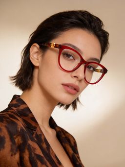 Guess - Eyewear for Women with Shiny Crystal Red Acetate Frame (52)