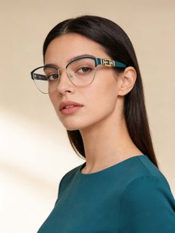Guess - Eyewear for Women with Matt Green-Shiny Light Gold Stainless Steel Frame (54)
