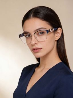 Guess - Eyewear for Women with Matt Navy Blue Light Gold Stainless Steel Frame (54)