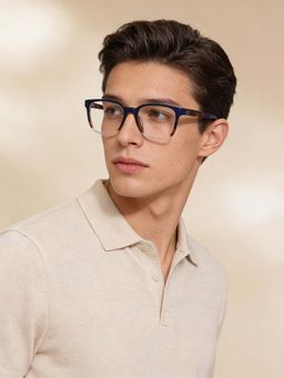 Guess - Eyewear for Men with Shiny Dark Blue Brown Demi Crystal Acetate Frame (55)