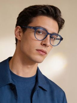 Guess - Eyewear for Men with Shiny Crystal Blue Acetate Frame (49)