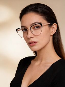 Guess - Eyewear for Women with Shiny Rose Gold-Black Alloy Metal Frame (56)