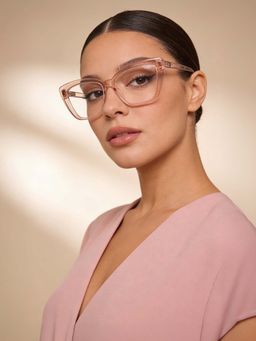 Guess - Eyewear for Women with Shiny Crystal Light Orange Polycarbonate Frame (55)