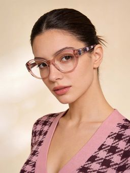 Guess - Eyewear for Women with Shiny Crystal Beige Acetate Frame (53)