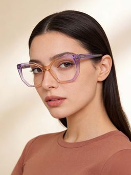 Guess - Eyewear for Women with Shiny Crystal Brown Light Violet Acetate Frame (52)