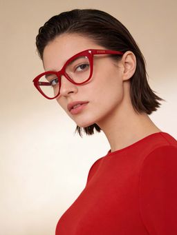 Guess - Eyewear for Women with Shiny Red Acetate Frame (53)
