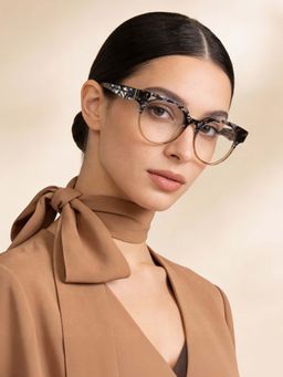 Guess - Eyewear for Women with Shiny Grey Light Brown Transparent Gradient Acetate Frame (50)