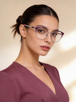 Guess - Women Purple Metal Cat Eye Eyewear Frame GU269452083FR (52)